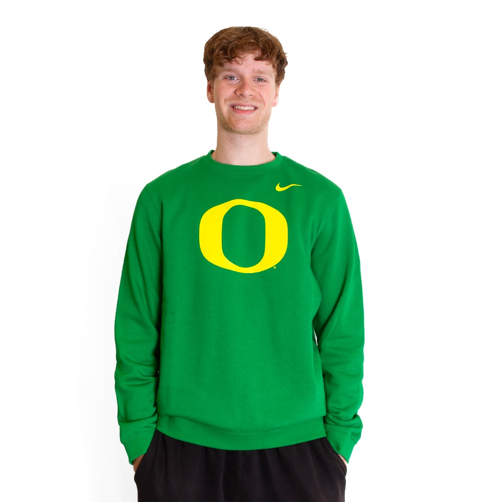 Classic Oregon O, Nike, Green, Pullover, Cotton Blend, Men, Club, Fleece, Pullover, Sweatshirt, 792260